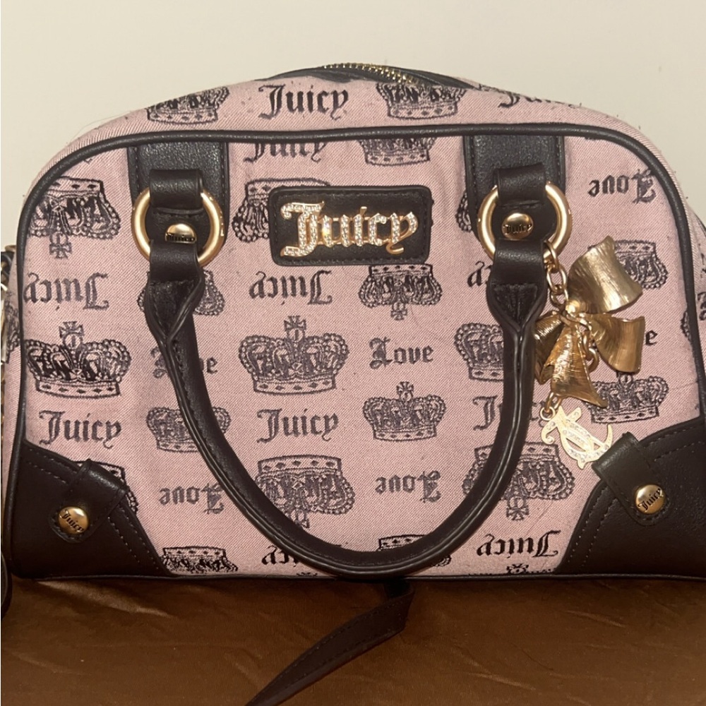 Juicy Couture Pink and Black Crown Satchel